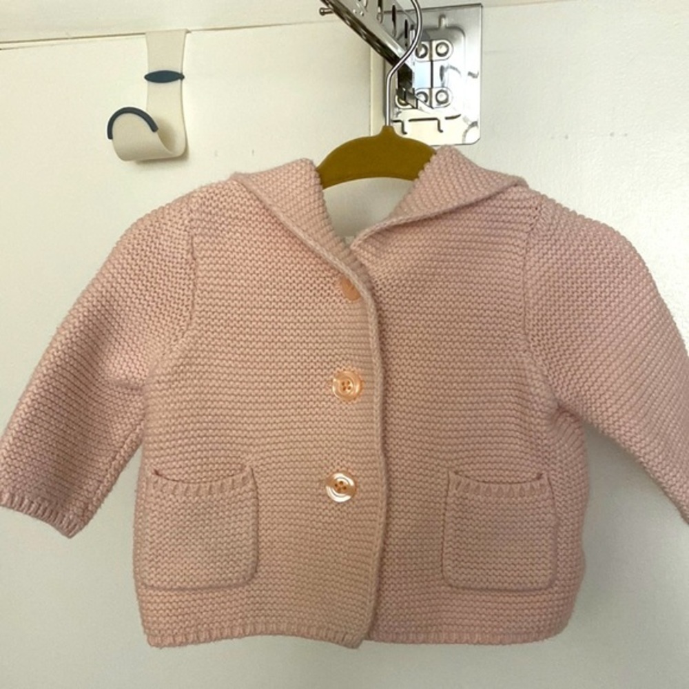 Baby Gap Knit Hooded Cardigan Sweater 0-3M